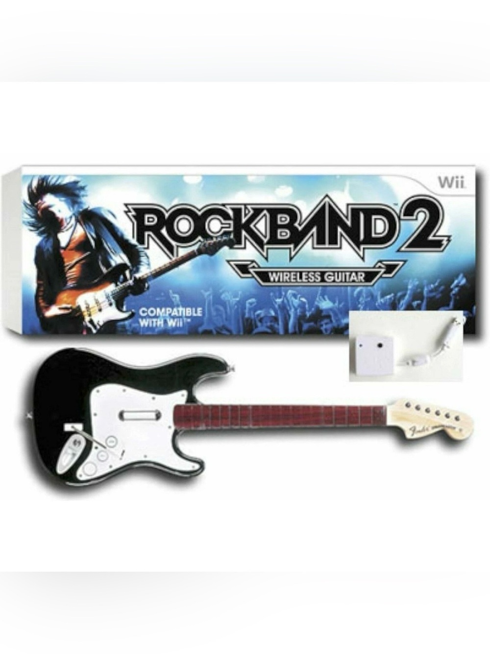 Rock Band 2 Wireless Guitar Controller - Black and White NEW